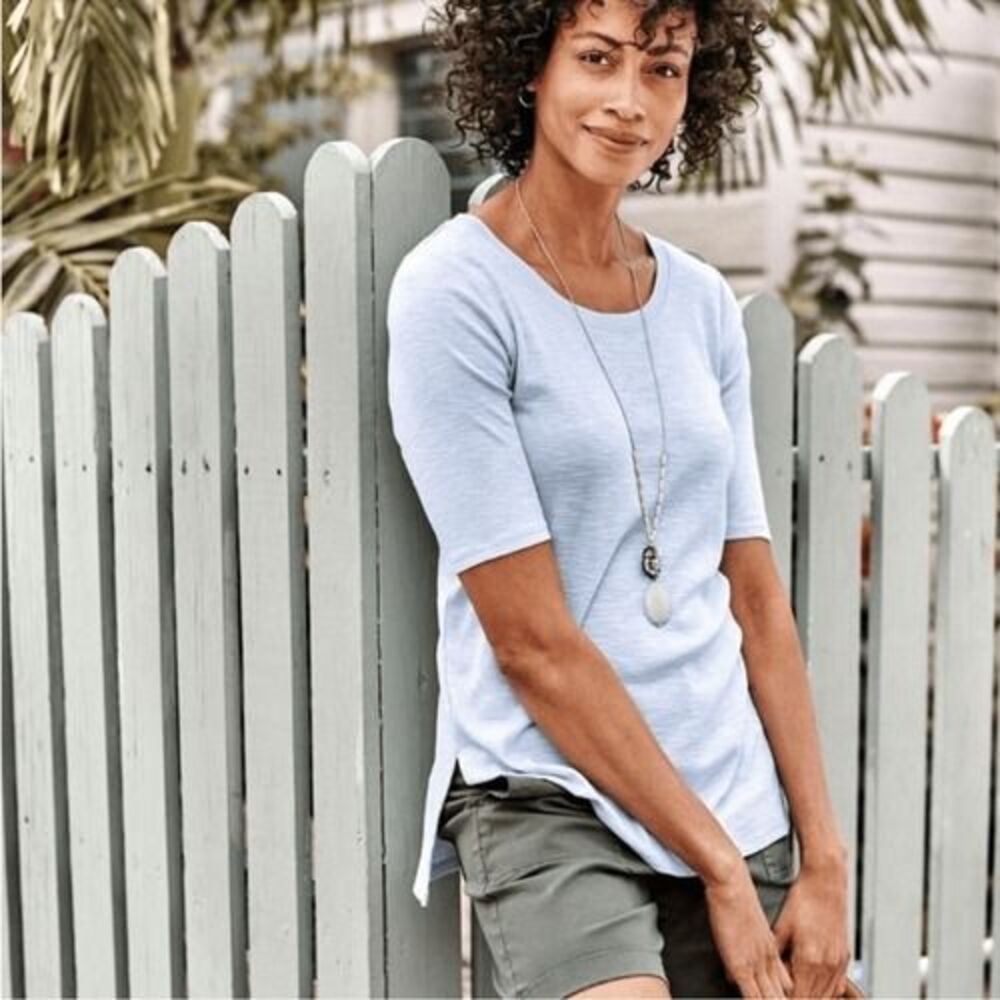 NWOT J. Jill 100% Pima Cotton Sleeveless Side Slits Tunic Tee Tank Top M